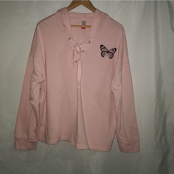 No Boundaries Butterfly Pink Long Sleeve Sweater - Picture 1 of 5